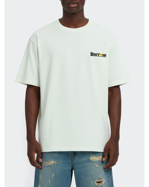 Barrow White Cotton T-Shirt With Logo for men
