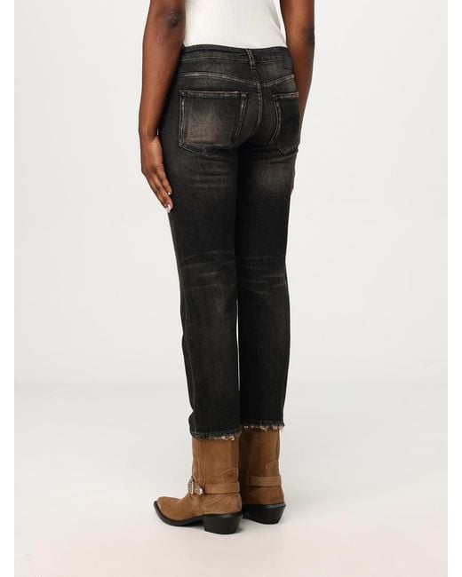 R13 Black Cropped Fit Cotton Denim Jeans
