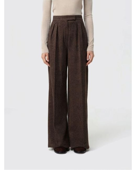 Max Mara Brown Wool Blend Palazzo Trousers