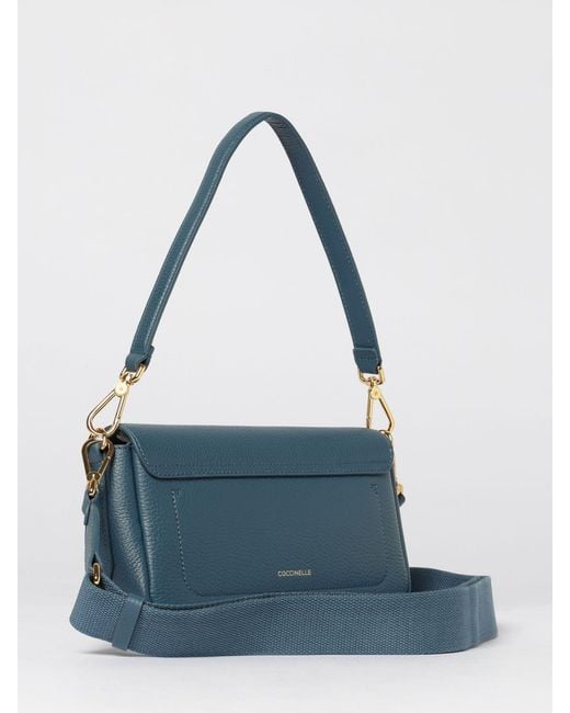 Coccinelle Blue C-Me Lock Medium Grained Leather Bag