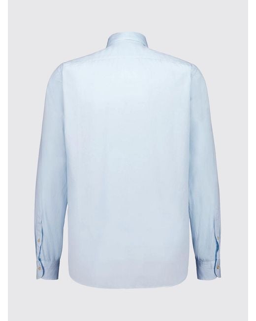 Boglioli Blue Slim Fit Long-Sleeve Cotton Shirt With French Collar for men