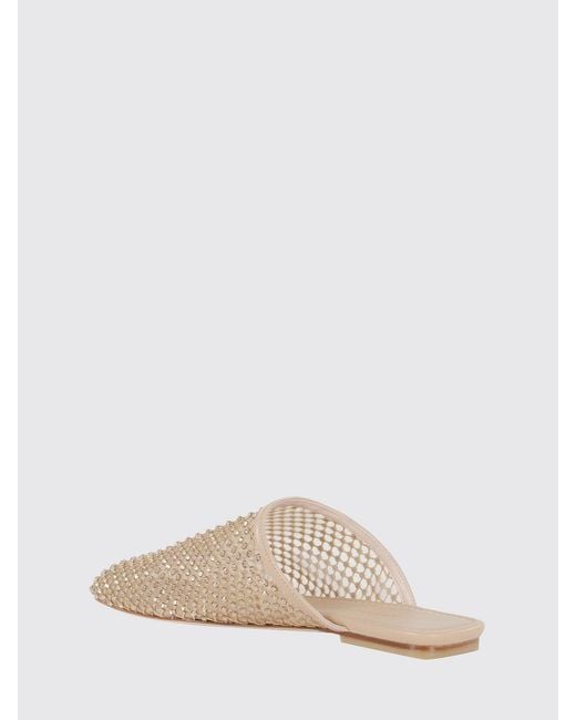 Stuart Weitzman Pink Mesh Nylon Mules With Rhinestones