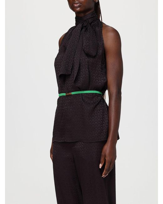Gucci Black Silk Blouse With Horsebit Print
