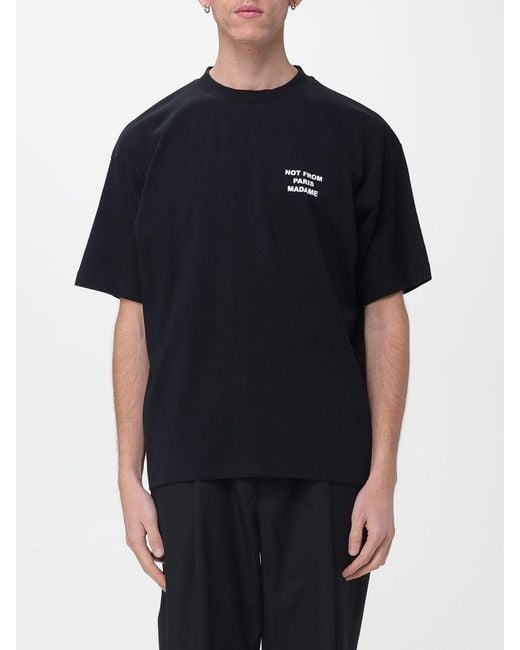 Drole de Monsieur Black Cotton T-Shirt With Slogan for men