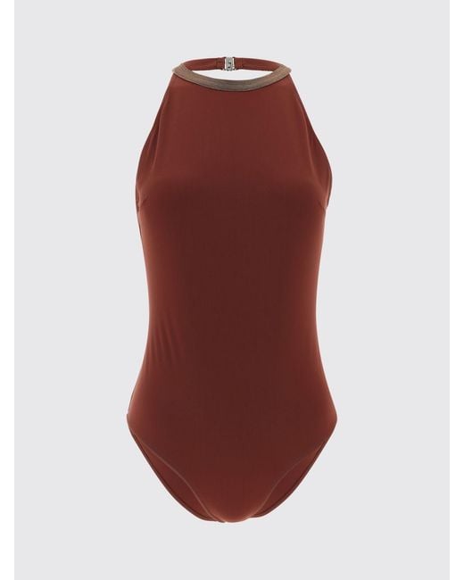 Brunello Cucinelli Red Stretch Polyamide One-Piece Swimsuit