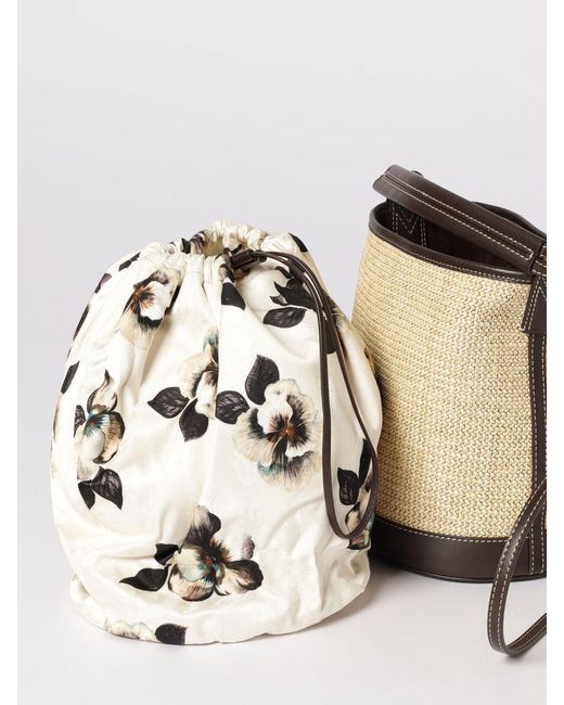 Antonio Marras Natural Straw And Leather Bucket Bag With Pouch