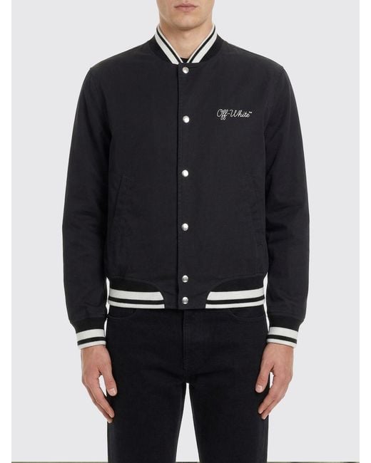 Off-White c/o Virgil Abloh Blue Cotton Varsity Jacket for men