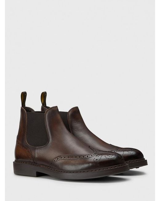 Bottines En Cuir Avec Motif Brogue Doucal's pour homme en coloris Brown