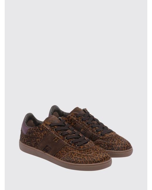 Hogan Brown Cool Animal-Print Pony Hair Sneakers With Side H Logo Application