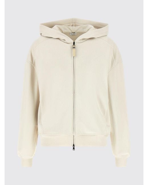 Brunello Cucinelli White Zip-Up Hoodie