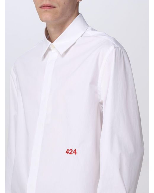 Camicia in popeline di 424 in White da Uomo