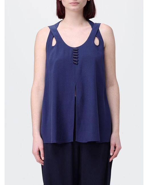 Emporio Armani Blue Fluid Viscose Top