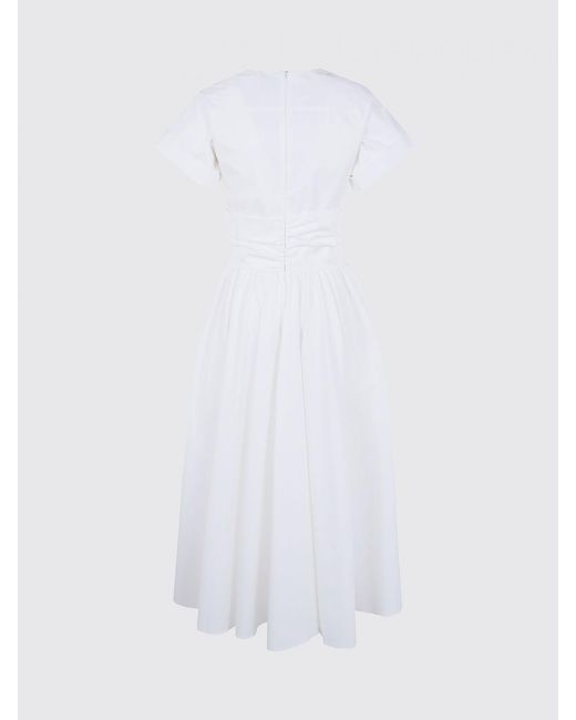 Patou White Cotton Poplin Midi Dress