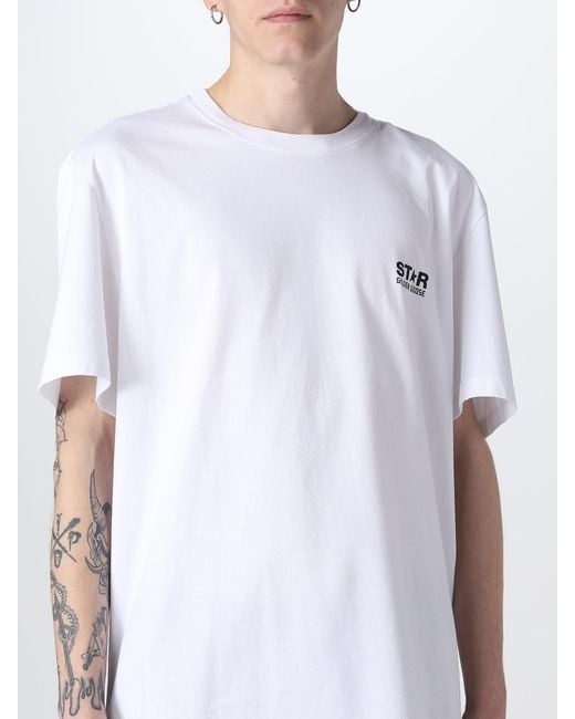 Golden Goose Deluxe Brand White Cotton T-shirt With Logo for men