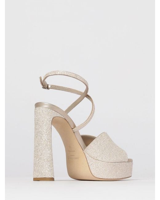 Jimmy Choo Natural Karli Platform Glitter Fabric Sandal