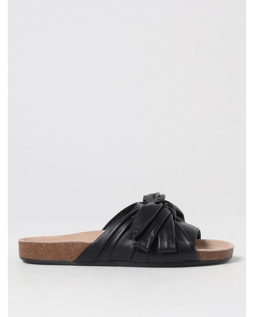 J.W. Anderson Black Bow Slide Sandals Leather Casual