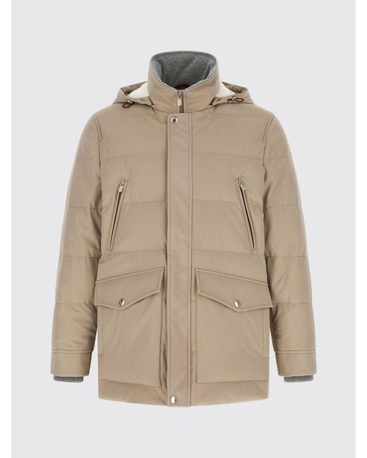 Brunello Cucinelli Natural Water-Repellent Nylon Parka With Removable Hood for men