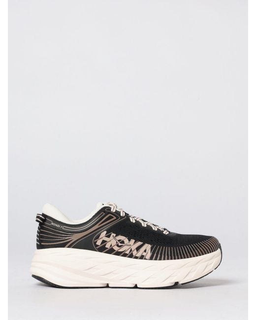 Hoka One One White Bondi 7 Technical Mesh Sneakers