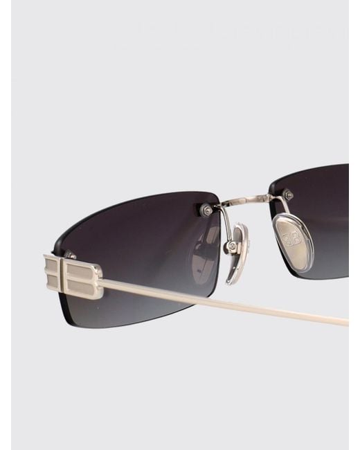 Balenciaga White Rectangular Aviator Metal Sunglasses With Monogram Logo for men