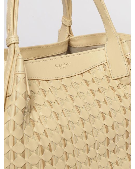 Serapian Natural Secret Mosaico Tasche Aus Geflochtenem Leder