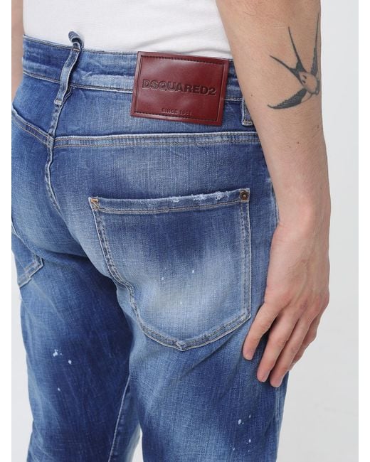DSquared² Blue Distressed Slim Fit Jeans for men