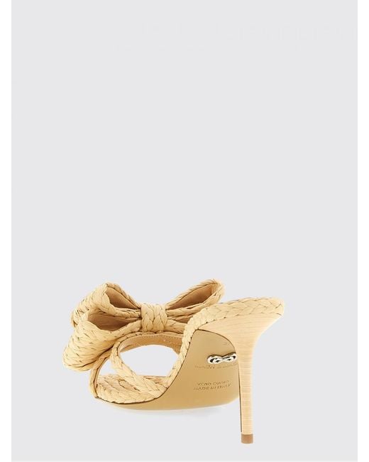Mach & Mach Natural Le Cadeau Bow Braided Raffia Mules
