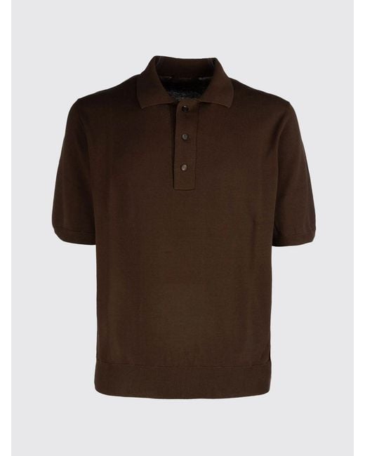Zanone Brown Cotton Knit Polo Shirt for men
