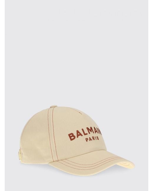 Balmain Natural Embroidered Logo Cotton Twill Cap