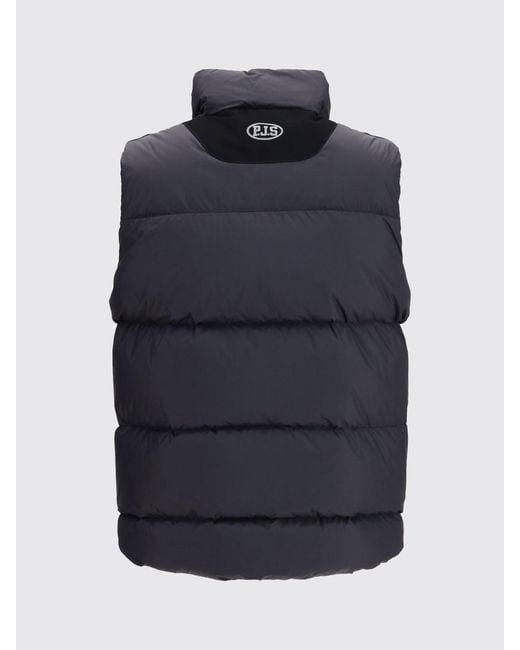 Parajumpers Blue Padded Quilted Nylon Waistcoat With High Neck And Zip Closure for men