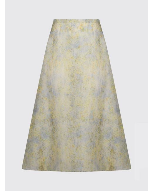 Alberta Ferretti Natural Organza Midi Skirt With Floral Print