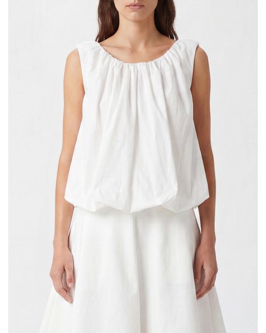 Jacquemus White Sleeveless Draped Polyester Top With Round Neck