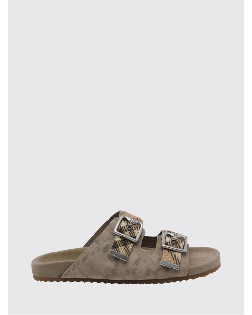 Burberry Natural Urchin Check Embossed Suede Sandals for men
