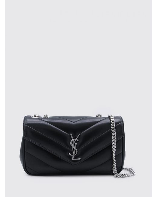 Saint Laurent Black Loulou Chevron Quilted Leather Bag