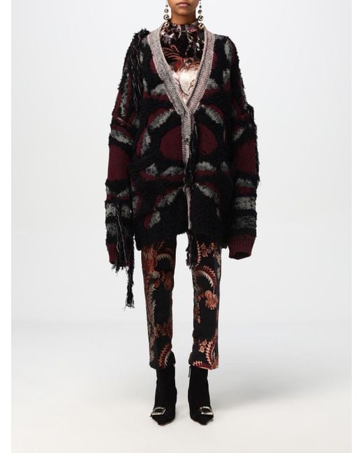 Etro Black Worn-Effect Wool Cardigan