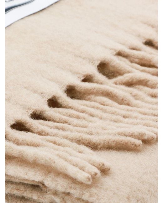 Marni Natural Logo-Patch Fringed Alpaca Wool-Blend Scarf