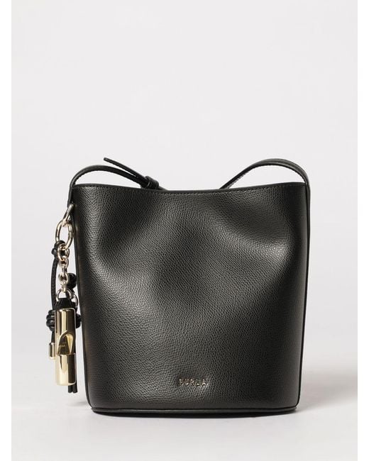 Furla Black Roxie Grained Leather Bag