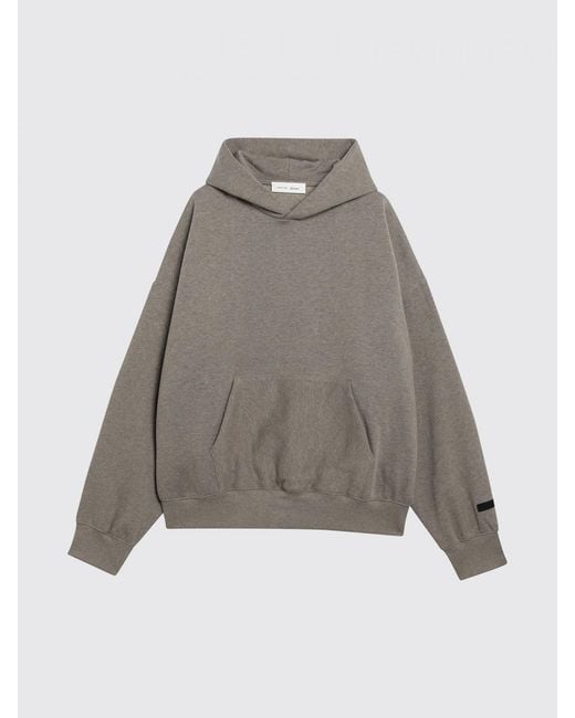 Fear Of God Gray Cotton-Blend Hoodie With Slogan Print And Kangaroo Pocket for men