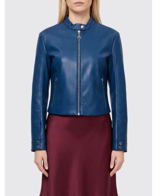 Patrizia Pepe Blue Faux Leather Biker Jacket