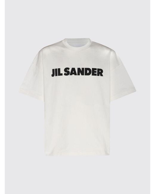 Jil Sander Gray Cotton T-Shirt With Logo for men