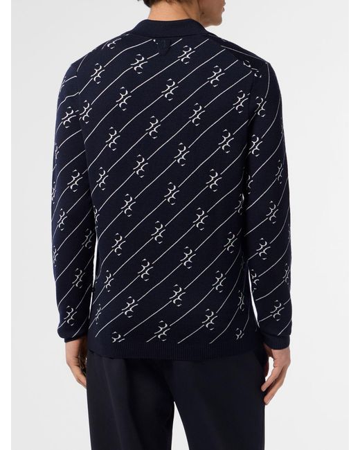 Billionaire Blue Merino Wool And Silk Polo Shirt With Logo for men