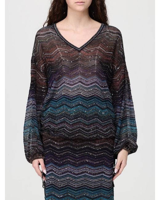 Missoni Blue Zig Zag Lurex Viscose Top