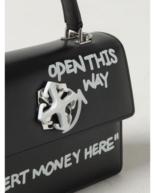 Off-White c/o Virgil Abloh Black Jitney 1.4 Quote Leather Bag