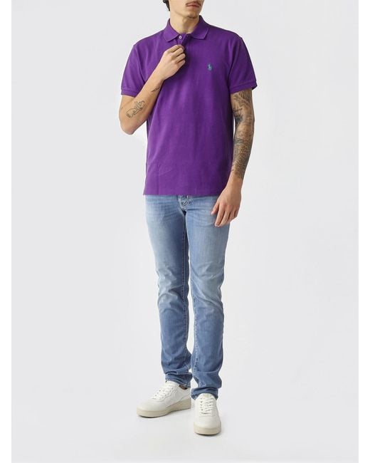 Polo Ralph Lauren Purple Pony Logo Cotton Polo Shirt for men