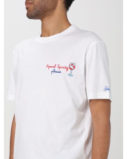 T-shirt in cotone con ricamo di Mc2 Saint Barth in White da Uomo