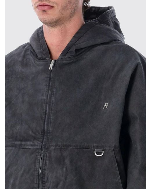 Represent Black Hooded Cotton Bomber Jacket for men