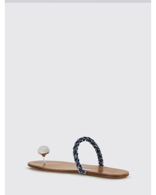 Pedro Garcia White Pipa Woven And Leather Sandals With Rhinestones