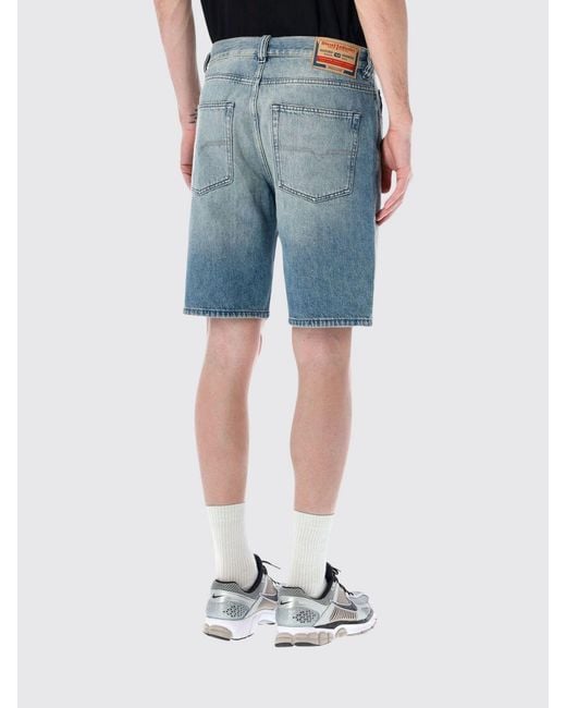 DIESEL Blue Cotton Denim Shorts for men