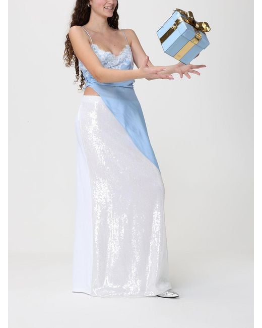 Moschino Couture Blue Silk And Lace Top