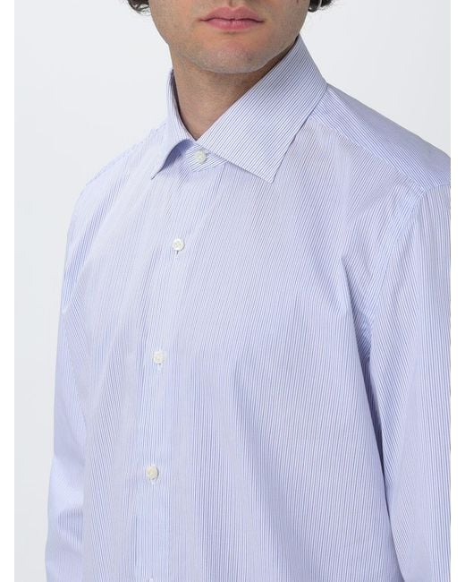 Luigi Borrelli Napoli Blue Striped Cotton Shirt for men