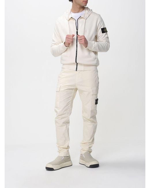 Stone Island Natural Cotton Cargo Trousers for men